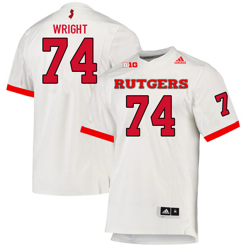 Men #74 Isaiah Wright Rutgers Scarlet Knights College Football Jerseys Sale-White - Click Image to Close